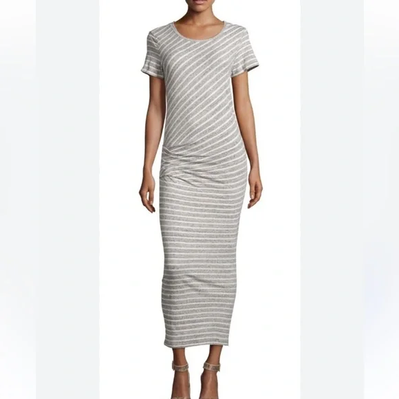 james perse ruched maxi dress James Perse Ruched Cut Away Tank Dress WRBJ6707